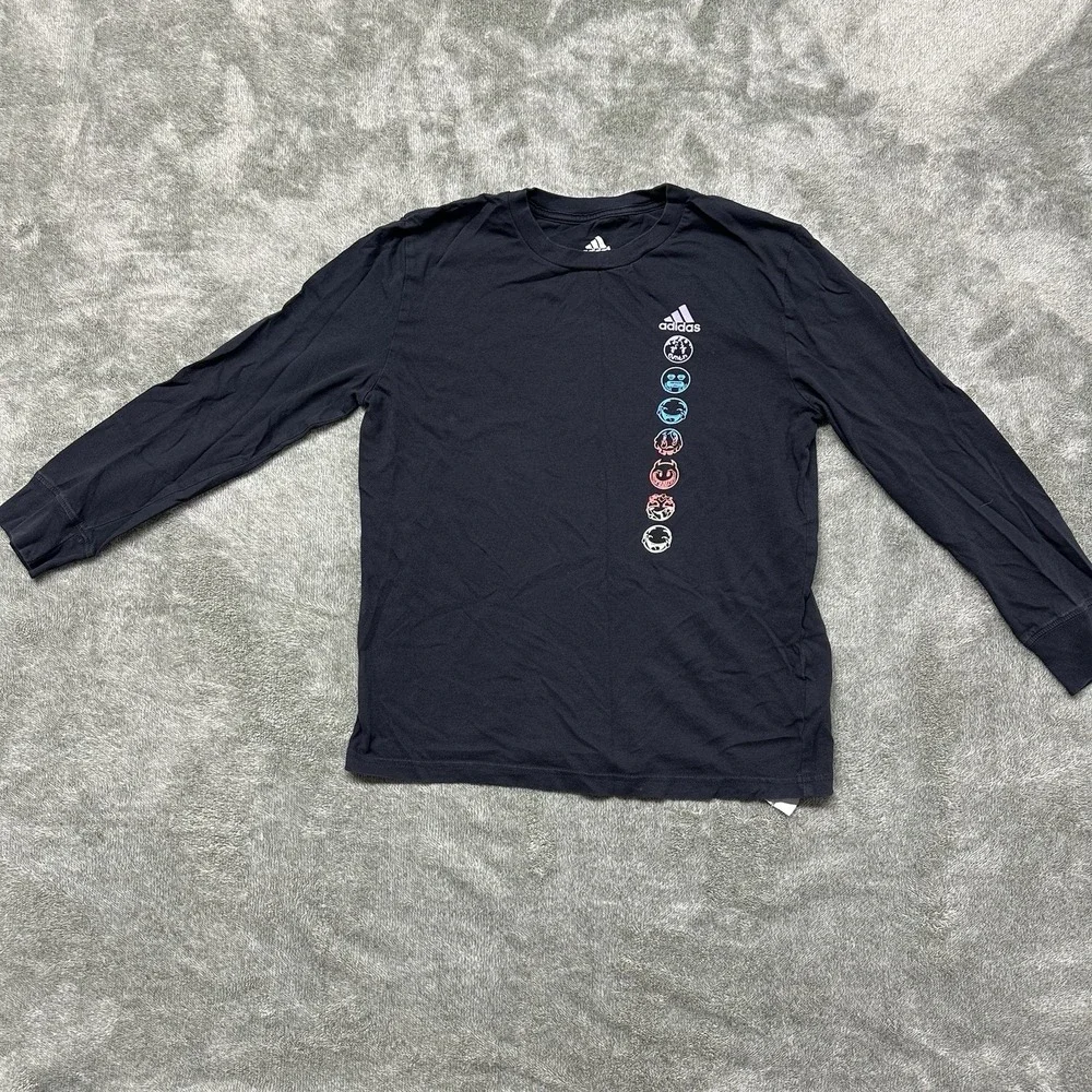 Adidas Shirt Youth Small Black Long Sleeve‎ Gym Tee Casual Boys